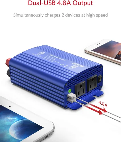 Vista 2 de Inversor de corriente DC 12 V a 110 V AC convertidor (azul)