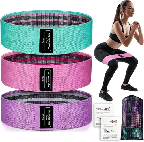 Vista 9 de Renoj Resistance Bands for Working Out: 3-Set Professional Exercise Bands for Pilates, Yoga, Home Gym, Booty, Leg Training Heavy/Medium/Light
