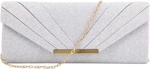 Vista 9 de Naimo Bolso de mano brillante para mujer, bolso de noche para fiesta, cóctel, boda, elegancia, sobre