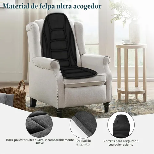Vista 6 de Masajeador de espalda con calor, 5 modos de vibración y 2 niveles de calor, almohadilla de masaje para silla, cojín de masaje eléctrico