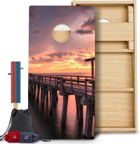 Vista 34 de CornholeGamesUSA Pro - Juego de tablas de Cornhole Fabricado en Estados Unidos Abedul báltico 3/4 Sin rebote Patas triples gruesas Dos 132