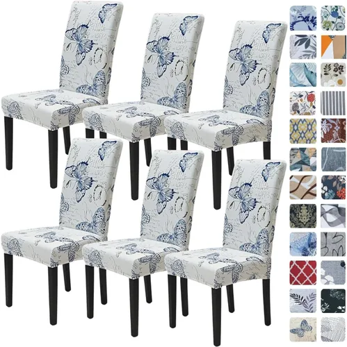 Vista 43 de SPRINGRICO Juego de 4 fundas para sillas de comedor, fundas elásticas para sillas de comedor, de elastano lavables, fundas para sillas Parsons