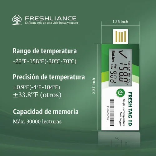 Vista 4 de Freshliance Registrador de Datos de Temperatura con Pantalla LCD, Registrador de Temperatura USB de Un Solo Uso con 30000 Puntos, Informe Automático