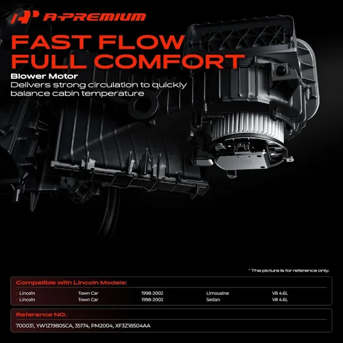 Vista 2 de A-Premium Motor soplador de calefactor delantero HVAC compatible con Lincoln Town Car 1998-2002, V8 4.6L - Reemplazar # YW1Z19805CA, XF3Z18504AA