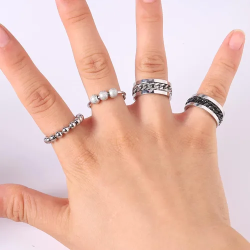 Vista 3 de Anillos para ansiedad para mujeres, hombres y niños, anillo de ansiedad para hija, meditación, anillo giratorio para aliviar el estrés y la ansiedad