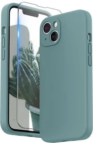 Vista 24 de SURPHY Funda compatible con iPhone 13 con protector de pantalla, (protección de cámara y forro de microfibra suave), funda de teléfono de silicona