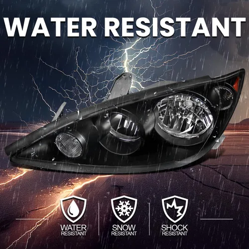 Vista 5 de SPEC-D TUNING Faros delanteros negros compatibles con Toyota Camry 2005-2006, conjunto de lámpara de luz frontal L+R