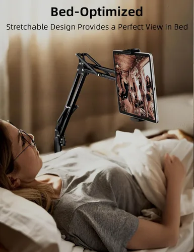 Vista 2 de BluuSuuk Soporte de suelo para tablet con base estable de 11 libras, soporte giratorio de brazo elástico de altura ajustable, compatible con iPad