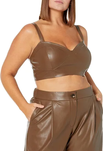 Vista 4 de The Drop Bralette de cuero vegano Lewis para mujer