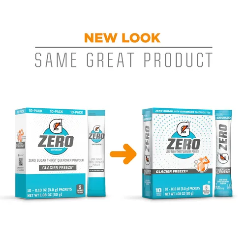 Vista 4 de Gatorade - Sports Drinks G Zero - Paquetes de polvo Glacier Freeze, 0.10 onzas (paquete de 10)