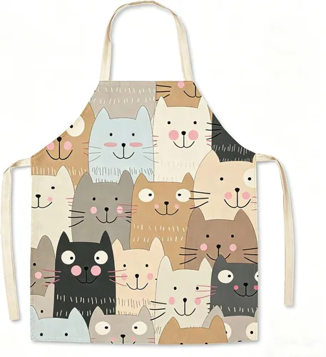Vista 15 de Delantal de gato lindo delantal de cocina para mujeres y hombres, delantales divertidos para cocinar, hornear, pintura, jardinería y fiesta