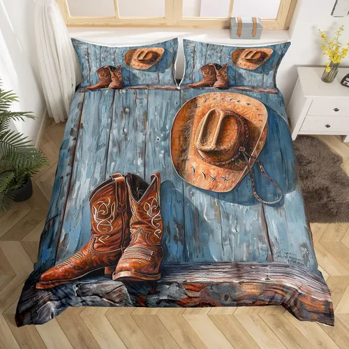 Vista 12 de Feelyou Texas Star - Juego de funda de edredón tamaño individual, diseño bohemio de vaquero para niños y niñas, funda de edredón azteca del salvaje
