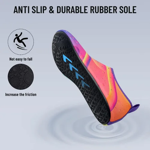 Vista 3 de Calcetines acuáticos, zapatos de agua para playa, calcetines de yoga descalzos, de secado rápido, para surf, piscina, natación, para mujeres