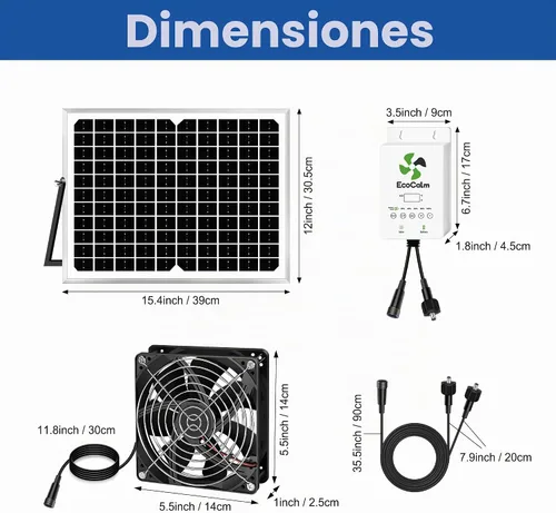 Vista 6 de Extractor solar para Chiken Coop con termostato inteligente