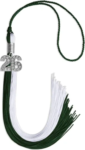 Vista 182 de Endea Graduation Borla de doble color con dije de plata brillante (negro/oro antiguo, 2025)