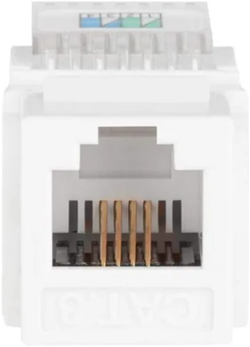 Vista 3 de Monoprice RJ-11 Conector Keystone sin herramientas, blanco (107288)
