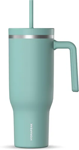 Vista 31 de Hydrapeak Voyager Vaso de 40 oz con Asa y Tapa con Pajita Botella de Agua Reutilizable de Acero Inoxidable Taza de Viaje Compatible con Portavasos