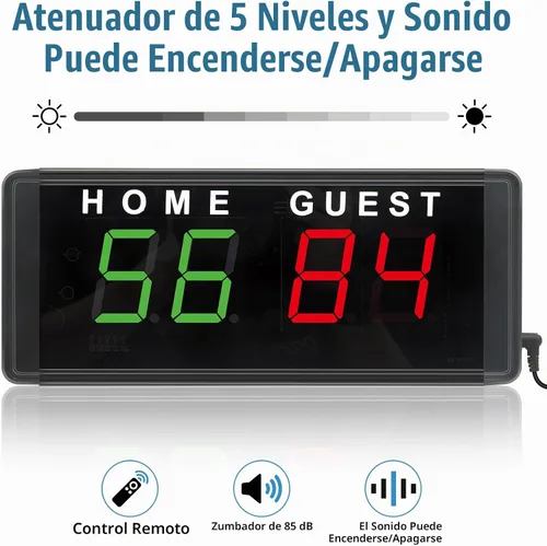 Vista 5 de Samshow LED Electronic Scoreboard Digital Score Keeper with Remote & Tripod, Basketball Scoreboard with Shot Clock & Timer & 12/24h Real Time for