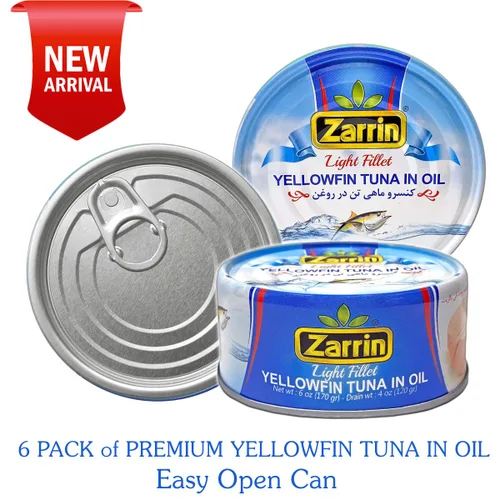 Vista 2 de Zarrin - Atún aleta amarilla en aceite, filete Prime Light, lata de 6 onzas (paquete de 6)