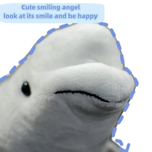 Vista 4 de FRANKIEZHOU Beluga - Peluche de ballena, juguete suave realista de 15.7 pulgadas, animal de peluche de criatura marina, juguetes de peluche, regalos