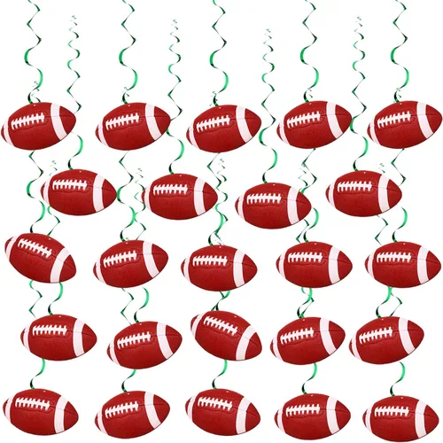 Vista 8 de 24 piezas de decoraciones de fiesta de fútbol de 7.9 pulgadas, remolinos colgantes de fútbol, suministros para fiestas de fútbol, remolinos