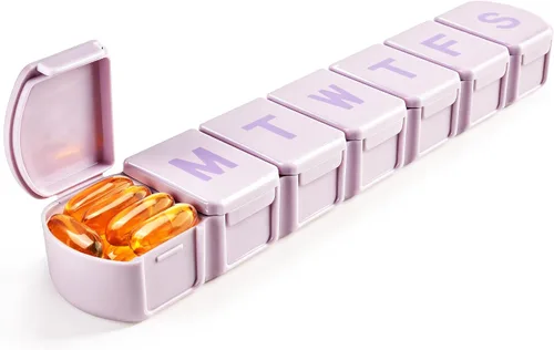 Vista 9 de Organizador semanal de pastillas XL de 7 días, dispensador jumbo de 1 semana una vez al día, MOLN HYMY contenedor diario de medicina