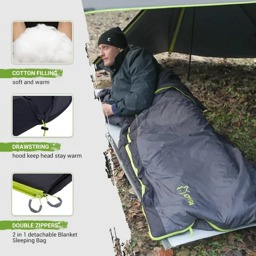 Vista 2 de ATEPA Duck Down Sleeping Bag/Blanket for Backpacking, Ultralight Lightweight Rectangular Warm Weather Summer Compact Waterproof Portable Sleeping