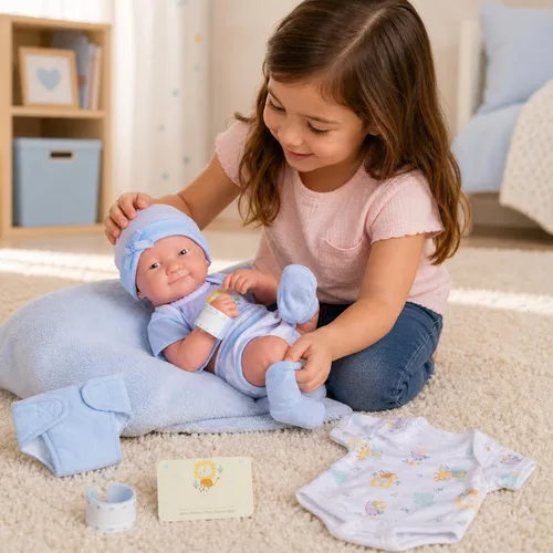 Vista 2 de Newborn Nursery - Set de regalo de 8 piezas de ajuar de muñeco bebé Azul sonriente