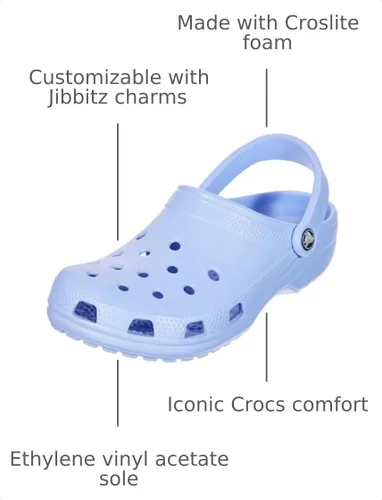 Vista 3 de Crocs Zuecos clásicos con purpurina para niños, Jalea de luna, 5 niño grande