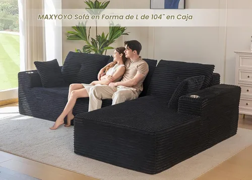 Vista 3 de MAXYOYO - Sofá deshuesado, sofá seccional en forma de L de 104 pulgadas, diván orientado hacia la derecha