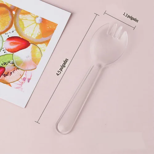 Vista 2 de Tenedor desechable envuelto individualmente, 100 cucharas de plástico ecológicas, duraderas y fuertes, ideales para pícnics o restaurantes