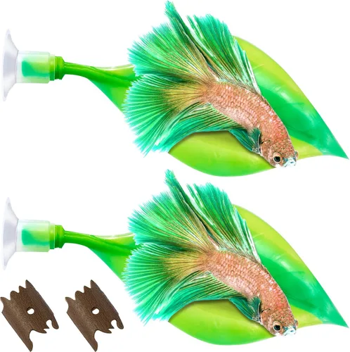 Vista 11 de WILLBOND 2 piezas de silicona azul Betta Fish Bed Leaf Hamaca Betta Fish Tank Accesorios Decoraciones para adornos de acuario, práctico lugar