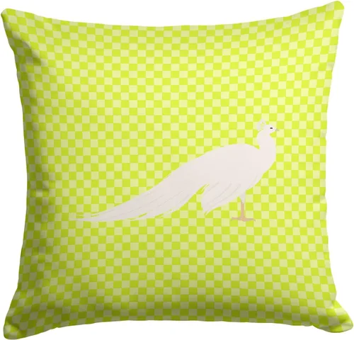 Vista 321 de Caroline's Treasures BB8163PW1414 Beltsville - Almohada decorativa de tela a cuadros pequeños, color blanco, pavo y gallina azul, lavable a máquina