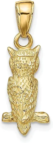 Vista 3 de Collar con colgante de búho 3D de oro amarillo de 14 quilates, joyería fina para mujer, regalos para ella