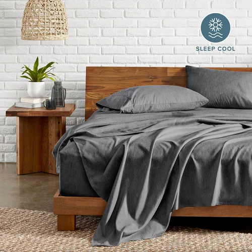 Vista 2 de Bare Home - Juego de sábanas estampadas, 1800 ultra suaves (individual, gris jaspeado) Deep Pockets 6 to 15 Inches, Breathable, Hypoallergenic