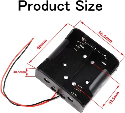 Vista 6 de 2 unidades de soporte para pilas D de 8 ranuras con respaldo doble y cables, caja para pilas de tamaño D de 8x1.5V 8D bilateral