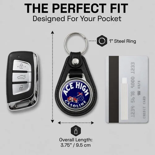Vista 4 de Brotherhood Round Key Chain for Vintage Motor Oil, Petroleum, and