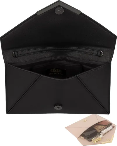 Vista 6 de Dexmay - Bolso de mano tipo sobre para mujer, tamaño mediano, de piel saffiano, plegable