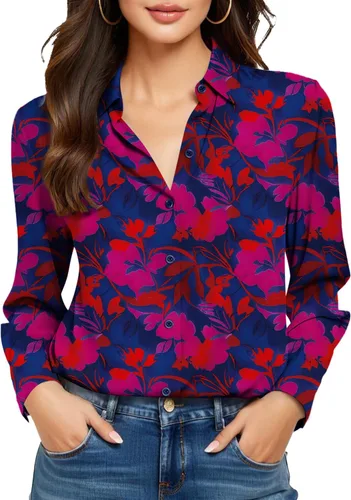 Vista 29 de Camisas sin planchado y sin arrugas para mujer, con botones, de manga larga, de seda de morera, blusas casuales para el trabajo