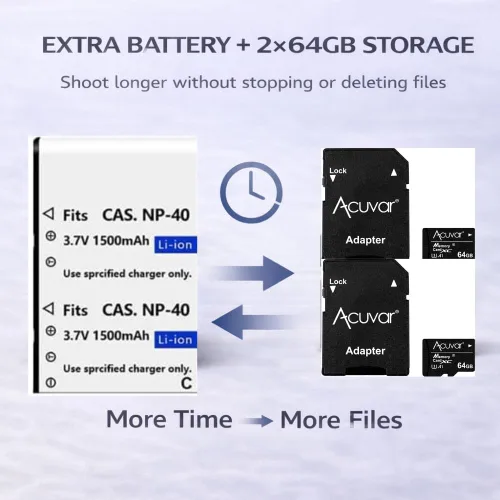 Vista 8 de Acuvar Kit de cámara digital 4K 64MP para fotografía, vlogging para YouTube con pantalla abatible, WiFi, lente gran angular, filtros, 2 tarjetas
