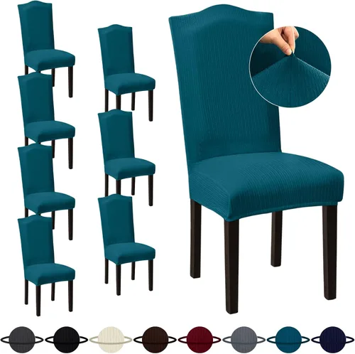 Vista 73 de Sufdari Juego de 4 fundas para sillas de comedor, color beige, antideslizantes, de elastano, elásticas, para comedor, hotel (Grande)
