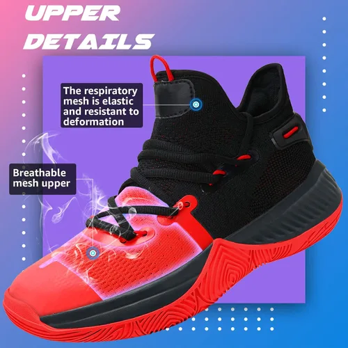Vista 6 de WETIKE - zapatillas de básquetbol antideslizantes para niños y niñas, zapatillas para correr al aire libre (niños pequeñosniños grandes)