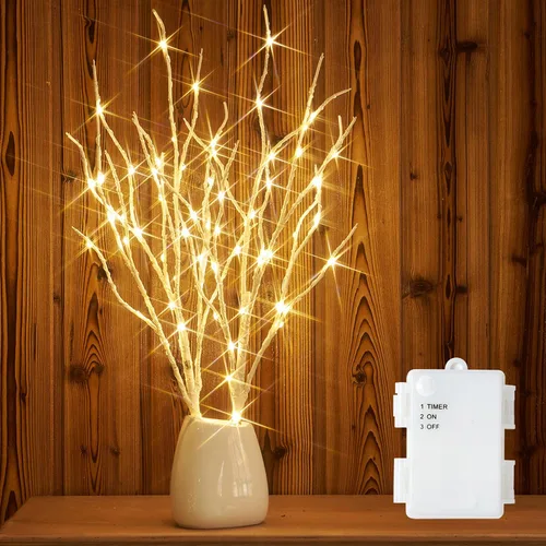 Vista 8 de Fudios Luces LED de copo de nieve iluminadas de color blanco cálido, funciona con pilas, con temporizador, 70 L, guirnalda de luces de 14 pulgadas