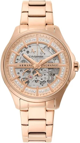 Vista 2 de Armani Exchange - Reloj de vestir de acero inoxidable con tres manos para mujer, Oro rosa automático, Reloj automático