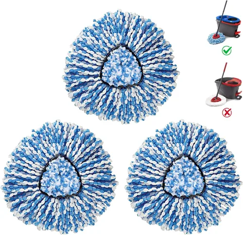 Vista 5 de BonusLife 2 paquetes de cabezales de repuesto para mopa de O-Ceda RinseClean Spin Mop, sistema de 2 tanques, fácil limpieza, microfibra