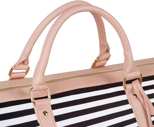 Vista 8 de Bolsa de mano para ropa, bolsa de lona grande de piel sintética para mujer, B-Rayas Blancas Negras, Bolso