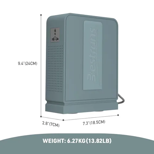 Vista 5 de Transformador elevador de 2000 W, convertidor de 110 V a 220 V, convertidor de voltaje resistente de 110 V-120 V a 220 V-240 V con dos tomas, Gris