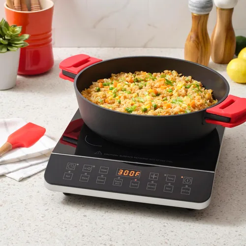 Vista 2 de Zavor Onyx - Placa de inducción, quemador eléctrico con 8 botones de inicio rápido, quemadores de bajo consumo para cocinar hasta un 50% más rápido