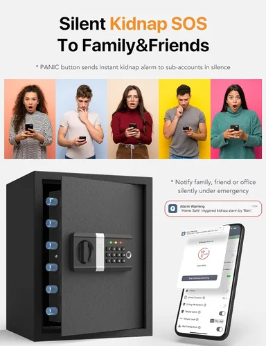 Vista 5 de FORFEND Smart Home Safe Caja de seguridad WiFi con aplicación de bloqueo/alarma Comando de voz, alarma de secuestro, detección de manipulación