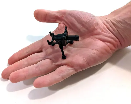 Vista 3 de Minigun personalizado con ametralladora de montaje en trípode diseñada para minifiguras de ladrillo